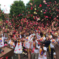 Rose Petal Toss Atlanta 2018 people throwing rose petals in the air