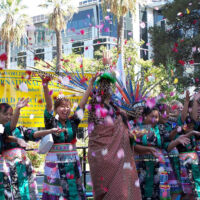 International Day of Peace 2005 children are throwing rose petals in the air