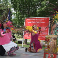 Aztec Dancers 2013 Aztec people in national costumes and hair pieces dancing