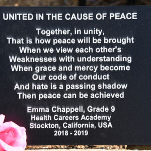 Stockton California United in the Cause of Peace plaque