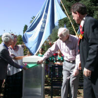 Unveiling of UNA Plaque in Capitol Garden 2005 an elderly couple unveiling a plaque