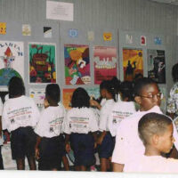 Atlanta Art Display 1993 Dedication African-American children looking at art dispay