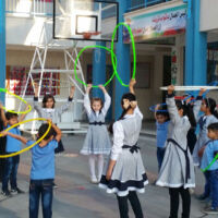 Gaza Students Children dancing with hula hoops