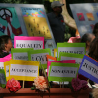 IDP 2006 Planting Qualities plaquards with messages