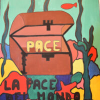 Italy a treasure chest under water with Peace inside of it in Italian