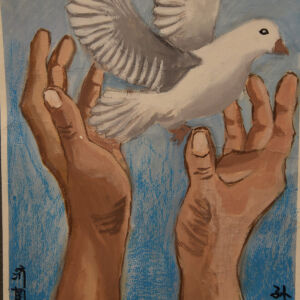 international Friendship Program China Two strong hands releasing a white dove into the blue