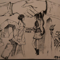 International Friendship Program Chinese Artwork Peace making in graphic representaion